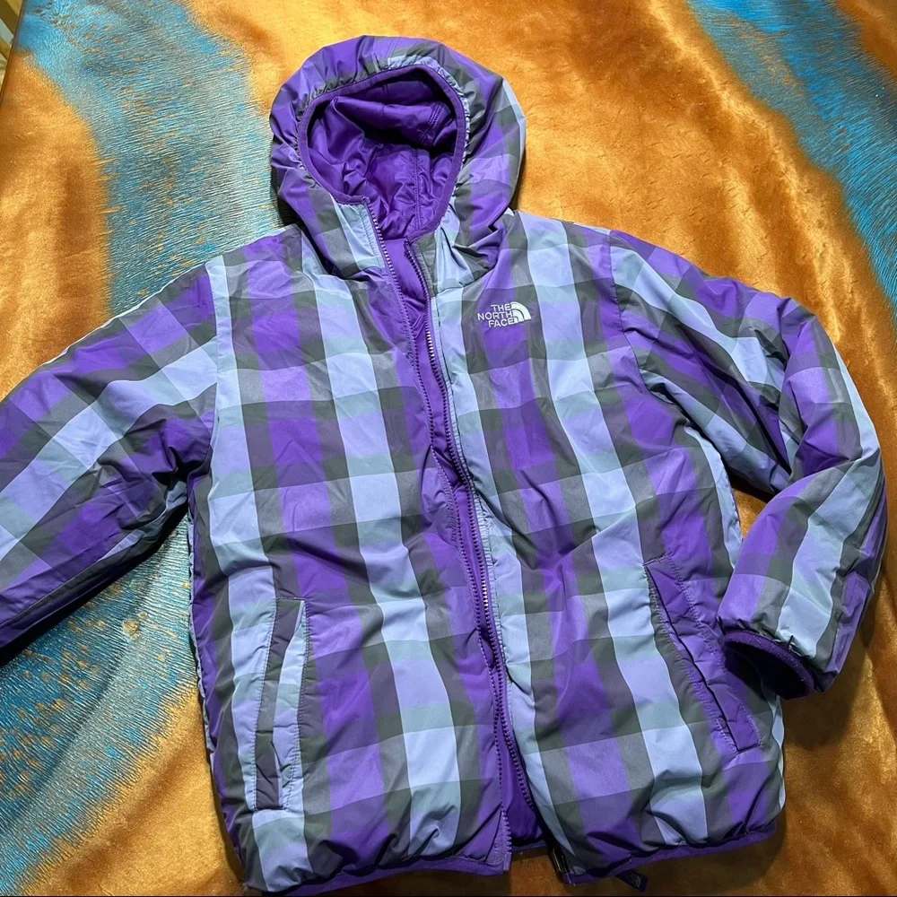 North Face 550 down hooded puffer jacket size L 14-16